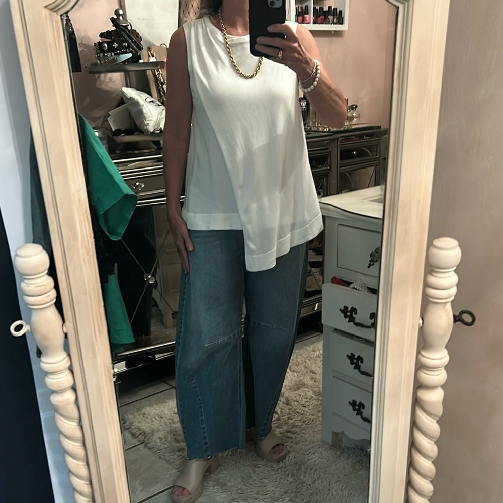 Draped front white top